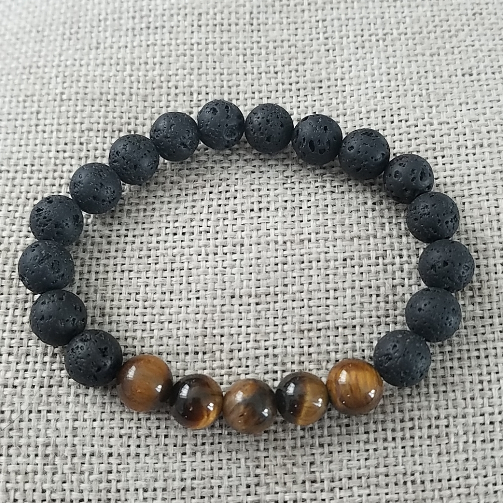 Tiger Eye Lava Bead Bracelet